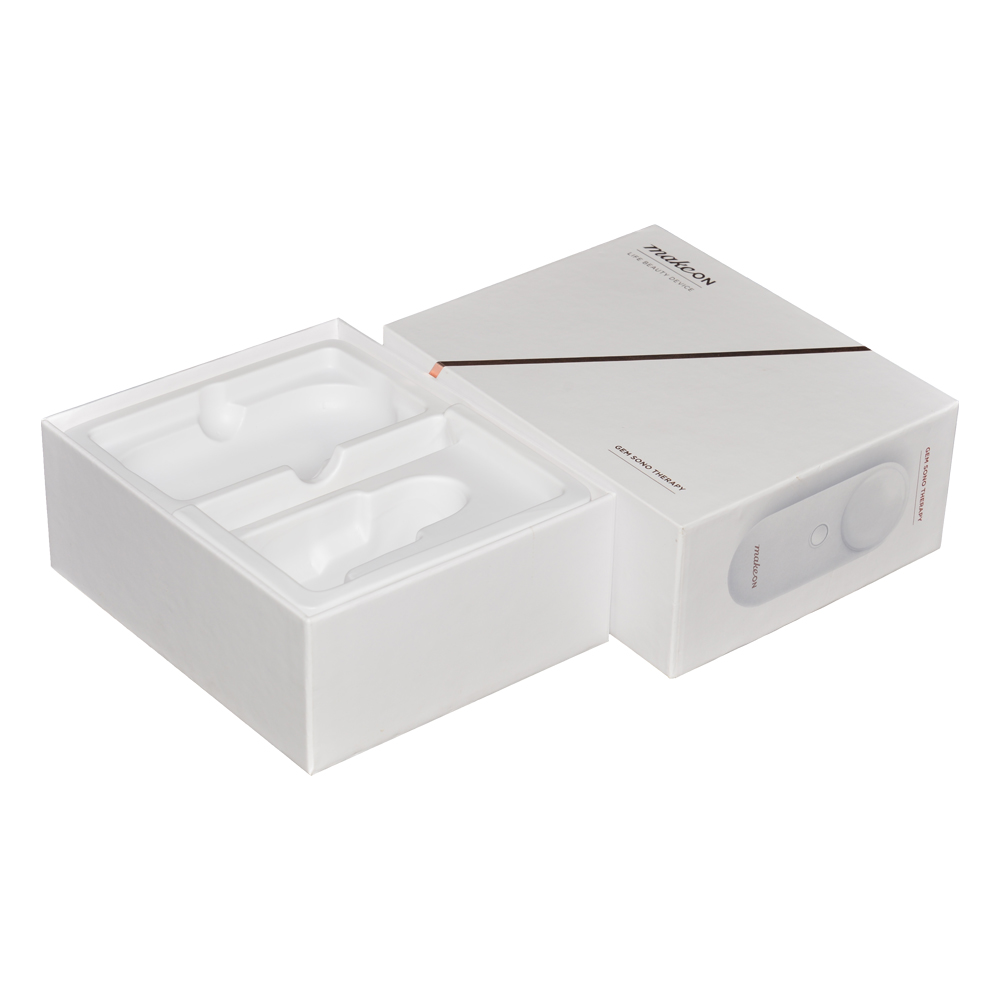 Couvercle et boîte de papier de base avec support en plastique et logo estampé par dorure à chaud pour l'emballage électronique  