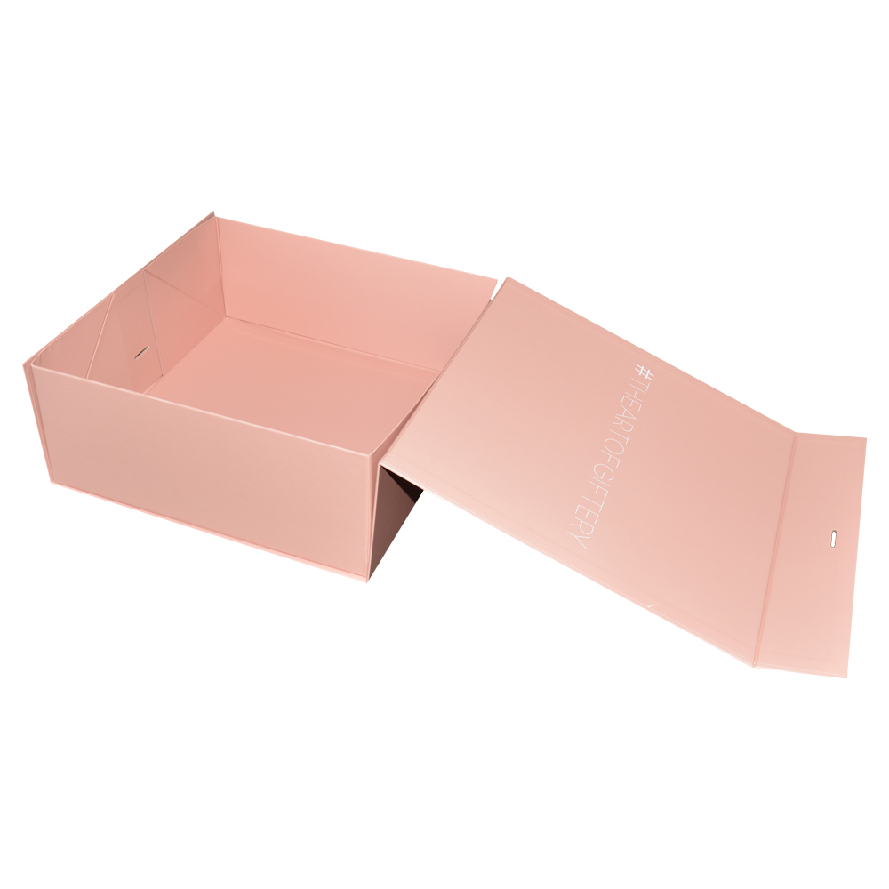 Caja de regalo plegable personalizada Blush Pink A5 con cinta intercambiable y cierre magnético para envases de lujo  