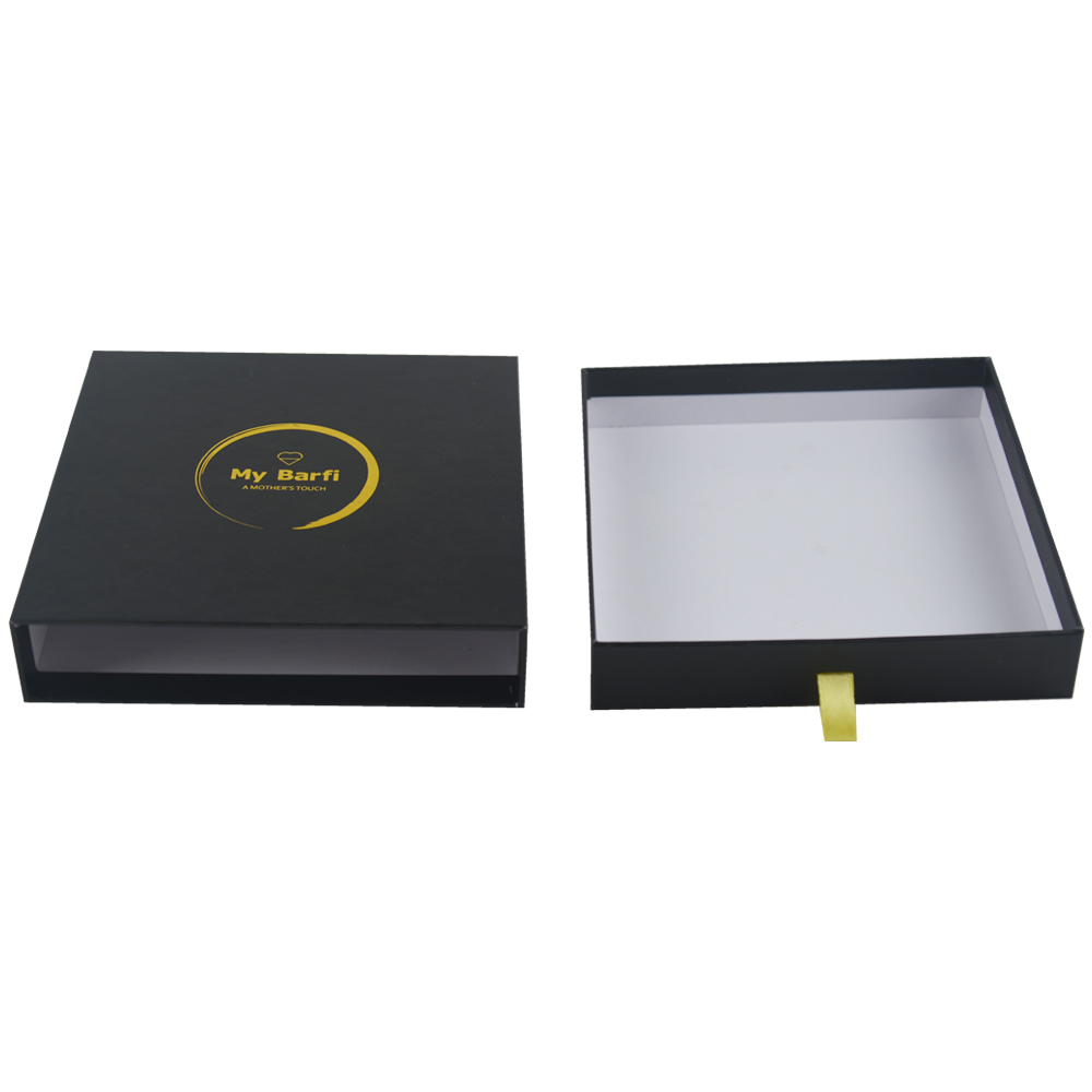  Customized Rigid Cardboard Paper Slide Sliding Drawer Boxes Packaging with Gold Hot Foil Stamping Logo  