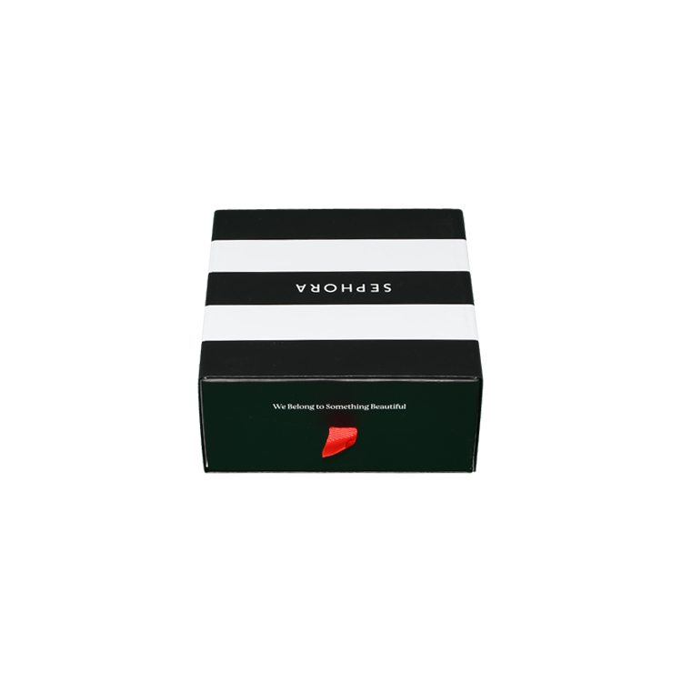  High Qualtiy Customize Printed Foldable Paper Sliding Drawer Gift Box for Sephora Packaging with Silk Ribbon  