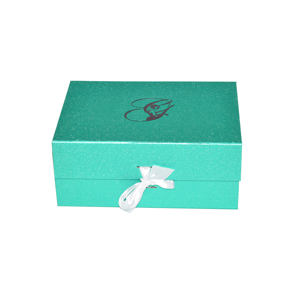반짝이는 반짝이는 리지드 스태킹 접이식 선물 상자, 고급 헤어 익스텐션 포장용 마그네틱 클로저 포함