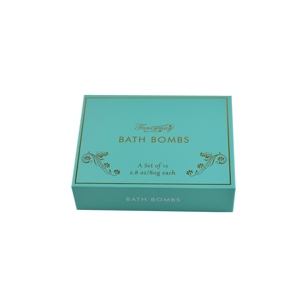  Boîtes-cadeaux personnalisées d'emballage de bombe de bain au prix de gros en couleur bleu Tiffany avec estampage à chaud or  
