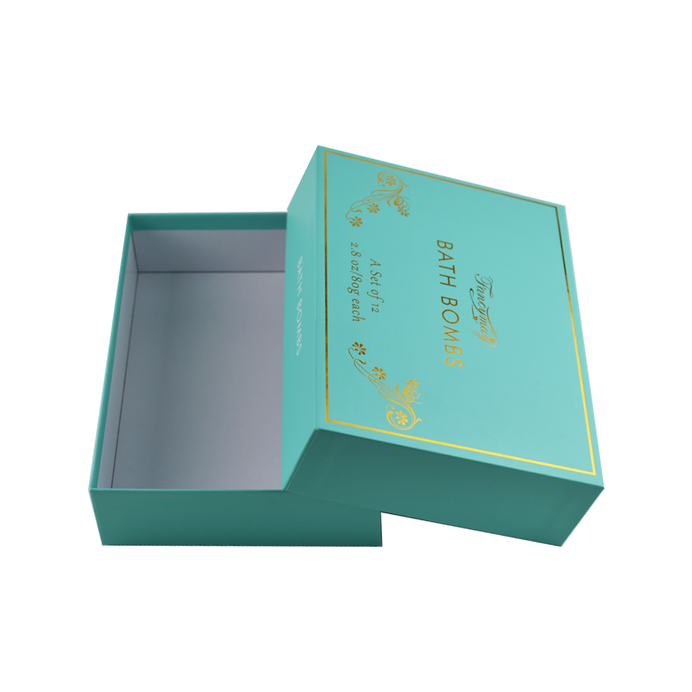  Benutzerdefinierte Badebombe Verpackung Geschenkboxen zum Großhandelspreis in Tiffany Blue Farbe mit Gold Hot Foil Stamping  