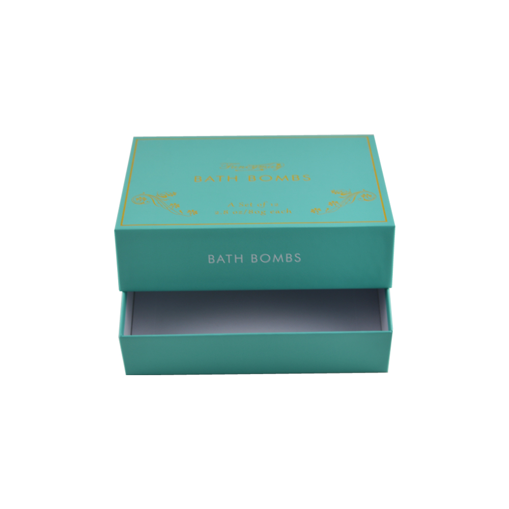 Custom Bath Bomb Packaging Gift Boxes at Wholesale Price in Tiffany Blue Color with Gold Hot Foil Stamping  