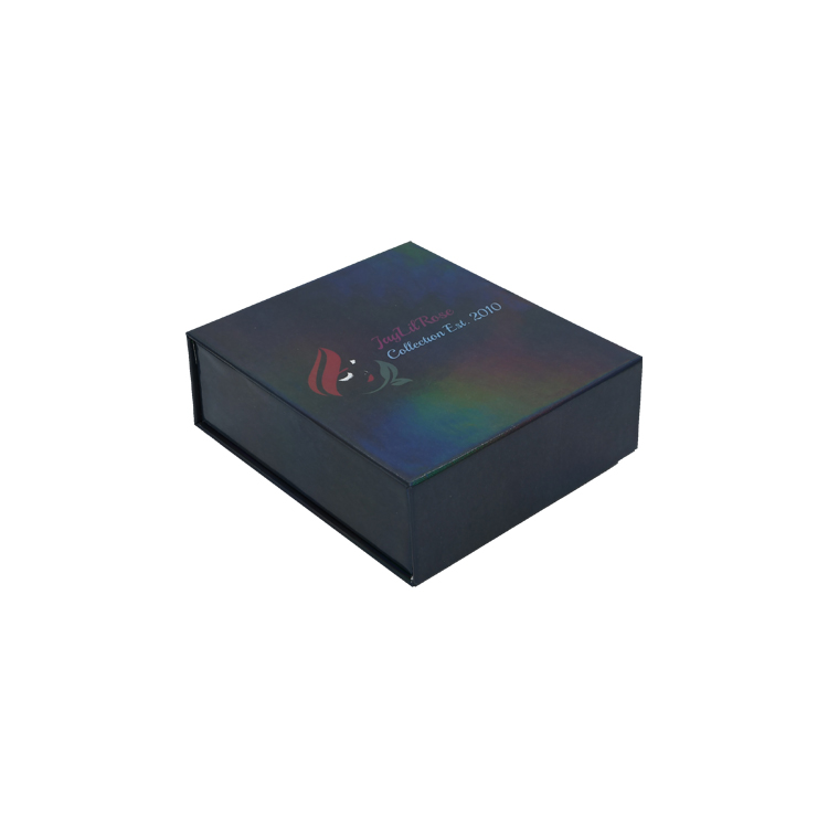  Boîte-cadeau magnétique en carton rigide pour emballage de rouges à lèvres avec motif et logo holographiques personnalisés  