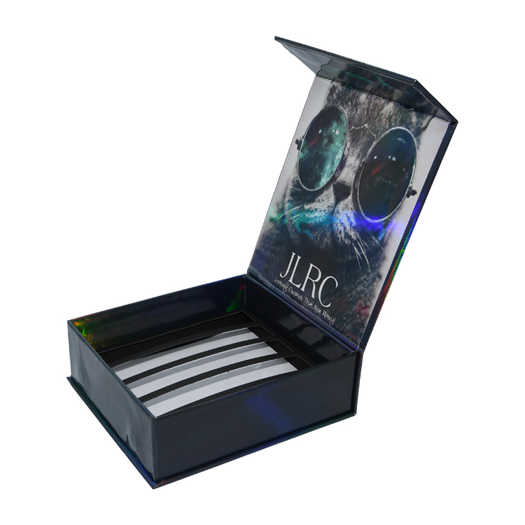  Магнитная подарочная коробка из жесткого бумажного картона для упаковки губных помад с индивидуальным голографическим рисунком и логотипом  