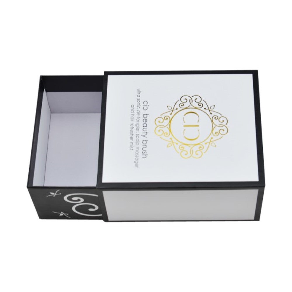  Wholesale Luxury Handmade Makeup Brush Paper Drawer Sliding Packaging Box with Gold Hot Stamping Logo  