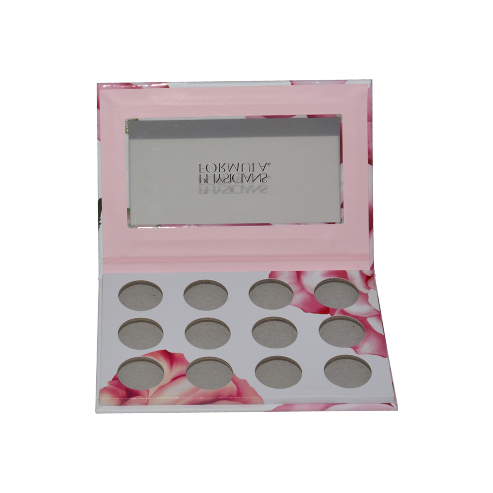 12 Steckplätze Leere Lidschatten-Paletten für magnetisches Make-up mit benutzerdefiniertem Druck und klarem Fenster  