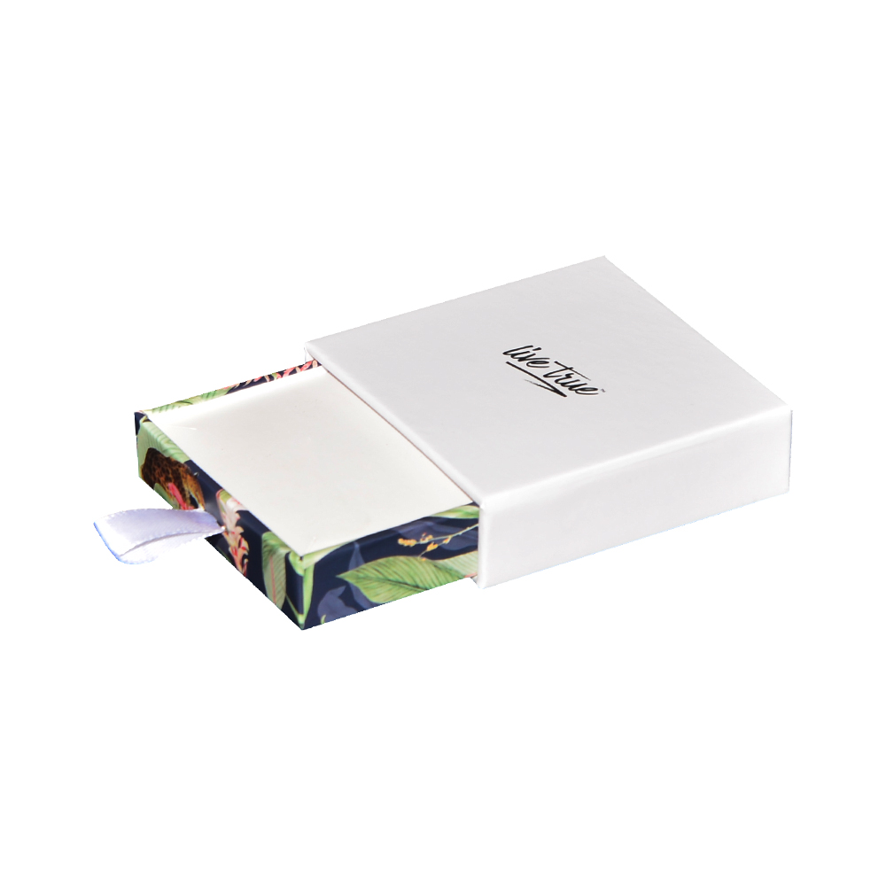  Boîte de papier ouverte coulissante en gros de luxe pour emballage de bijoux avec carte de remerciement et porte-carton  