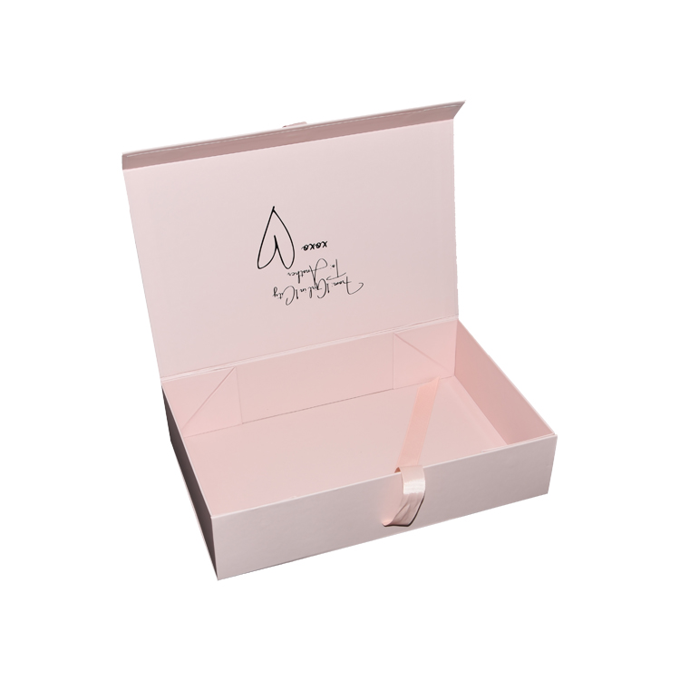 Custom A4 A5 Size Pink Folding Magnetic Gift Box with Ribbon Collapsible Magnetic Closure Storage Boxes  