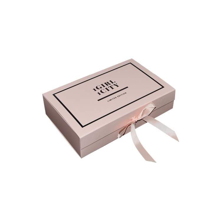 A4 A5 크기 분홍색 리본 접을 수있는 자석 마감 저장 상자를 가진 자석 선물 상자를 접는