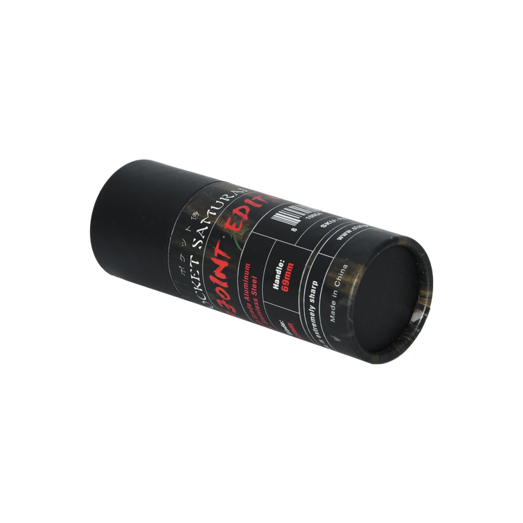  Kundenspezifische schwarze Pappzylinder-Papierröhrenverpackung mit Schaumstoffhalter für Schlüsselbundmesserverpackung  