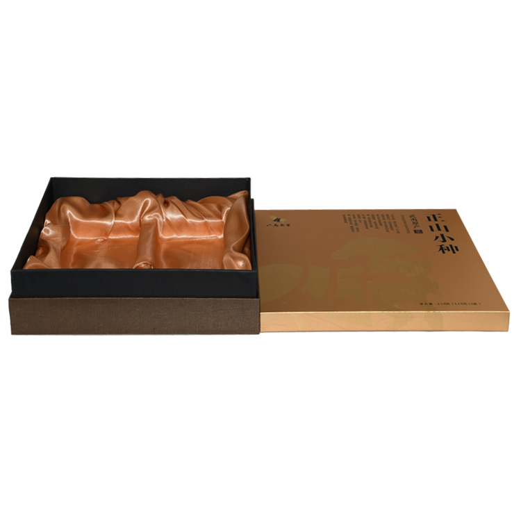  ファンシーペーパーラグジュアリーパッケージギフトボックスサテンホルダー付き職人茶パッケージ用のふたとベースギフトボックス  