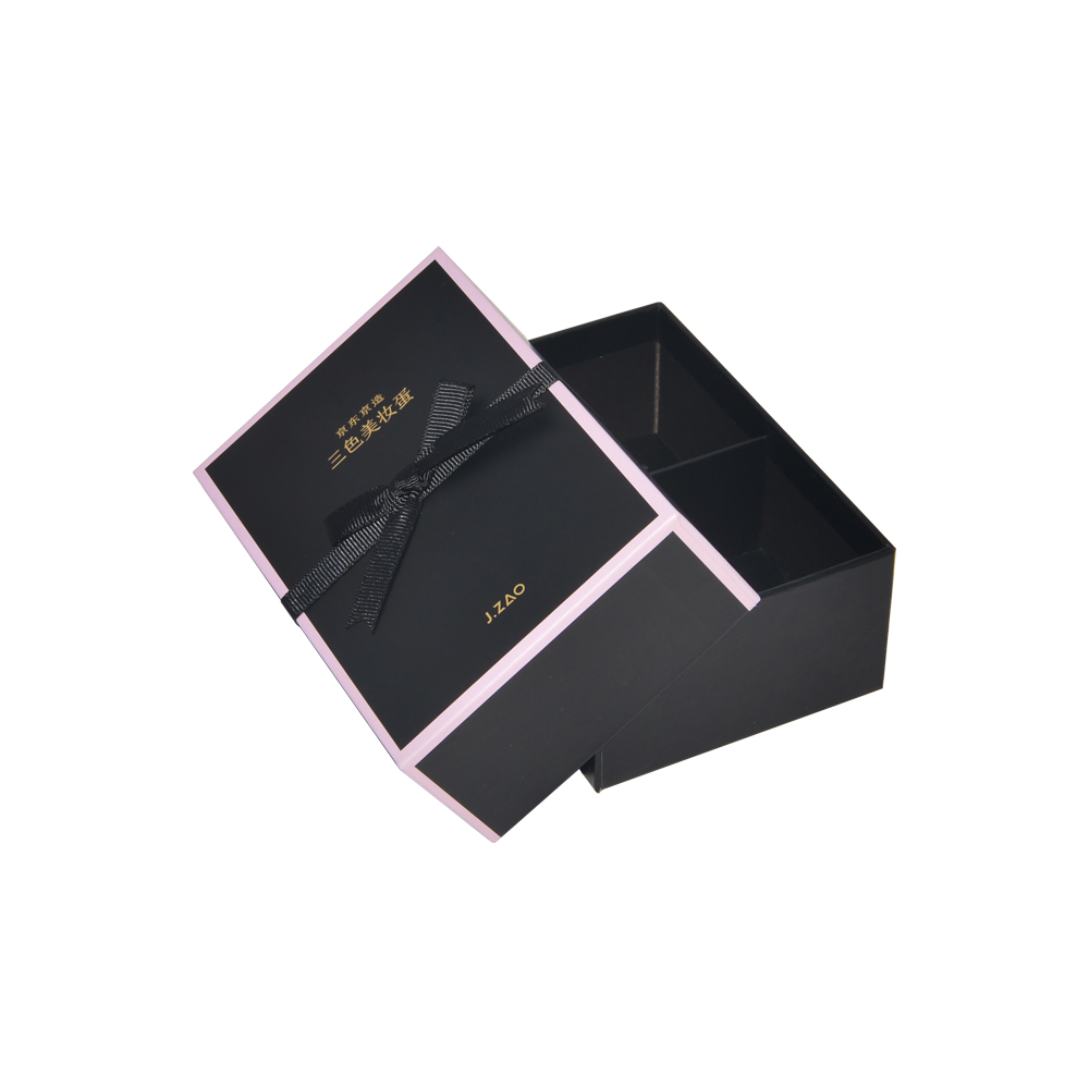  Starke Geschenkbox oben und unten für Beauty Blender-Verpackungen mit Seidenbogenknoten und Pappteilern  
