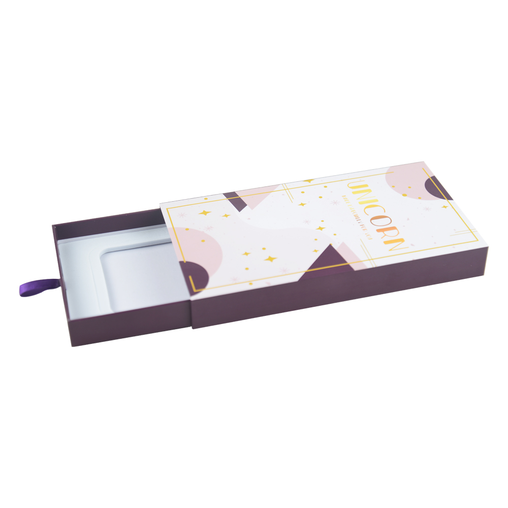 Embalagem de caixas de papelão estilo gaveta deslizante de configuração rígida personalizada Premium com suporte para EVA e alça de seda