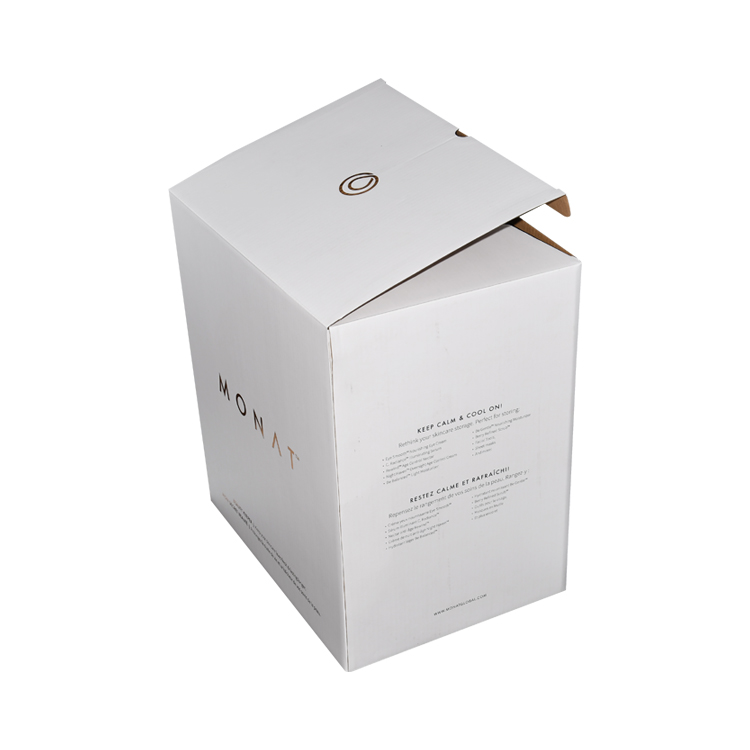 Prix le moins cher Boîtes d'emballage en carton ondulé blanc imprimé personnalisé pour l'expédition et la livraison avec logo en or rose  
