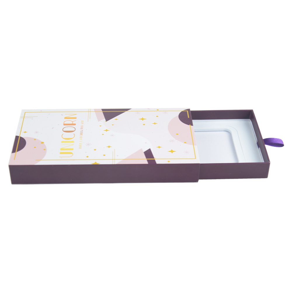 Emballage de boîtes en carton de style tiroir à glissière rigide personnalisé de qualité supérieure avec support en EVA et poignée en soie  