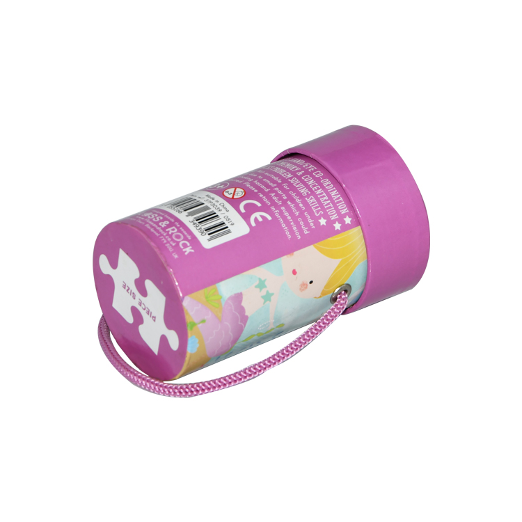 High Quality Handmade Custom Printed Paper Round Cylinder Tube Box for Candy Packaging with Rope Handle  