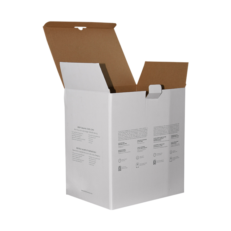 Prix le moins cher Boîtes d'emballage en carton ondulé blanc imprimé personnalisé pour l'expédition et la livraison avec logo en or rose