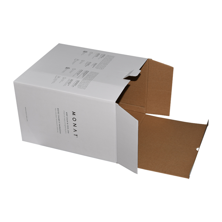  Günstigster Preis Individuell bedruckte weiße Wellpappenverpackungen für Versand und Lieferung mit Roségold-Logo  