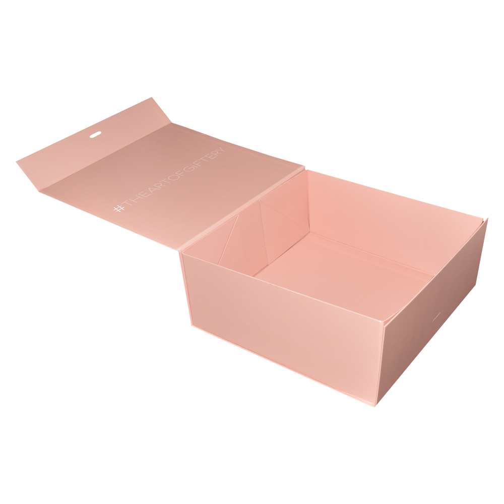 Vente en gros de grandes boîtes-cadeaux pliables rose pâle de luxe avec ruban interchangeable et logo d'estampage à chaud  