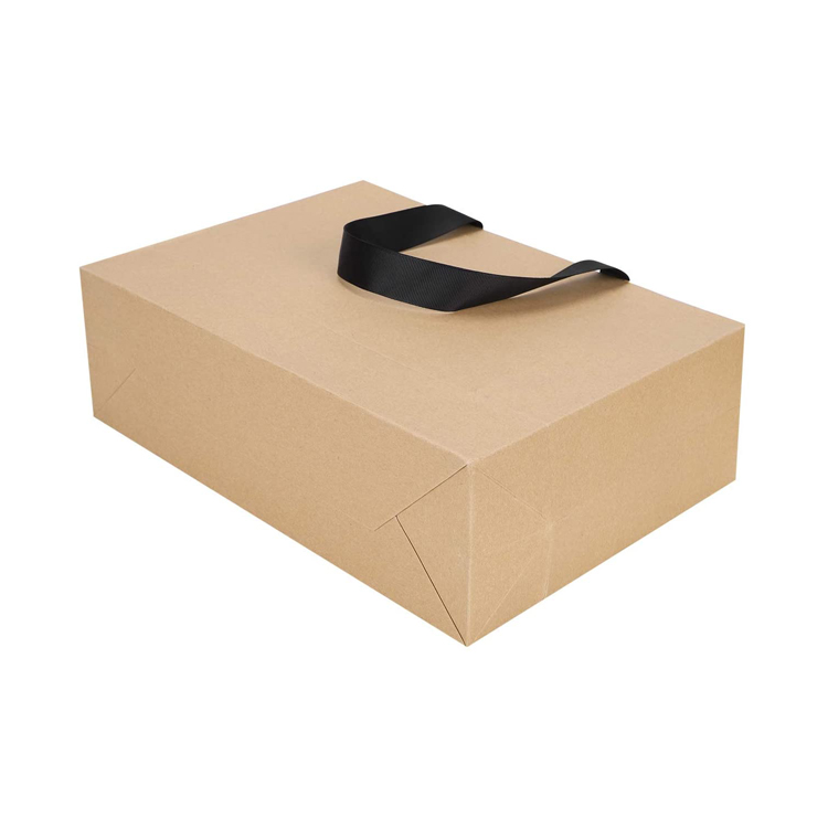 Eco-Friendly Promotional Printed Brown Kraft Paper Shopping Gift Retail Bags with Silk Handle Bulk in Stock  