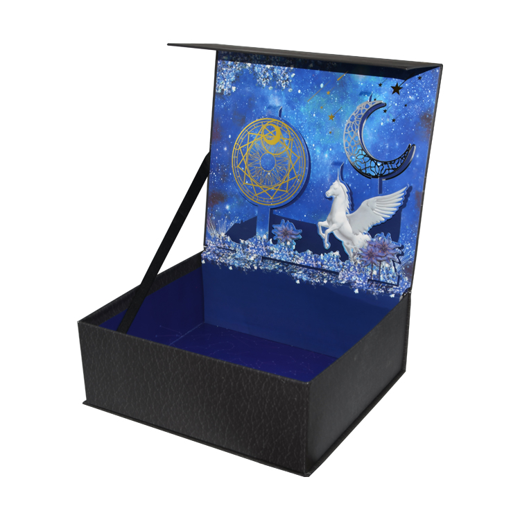 Kundenspezifische Luxus-Geschenkboxen mit Lederdeckel und Magnetdeckel aus Kunstleder Faltbare Papierverpackung für Kleidung