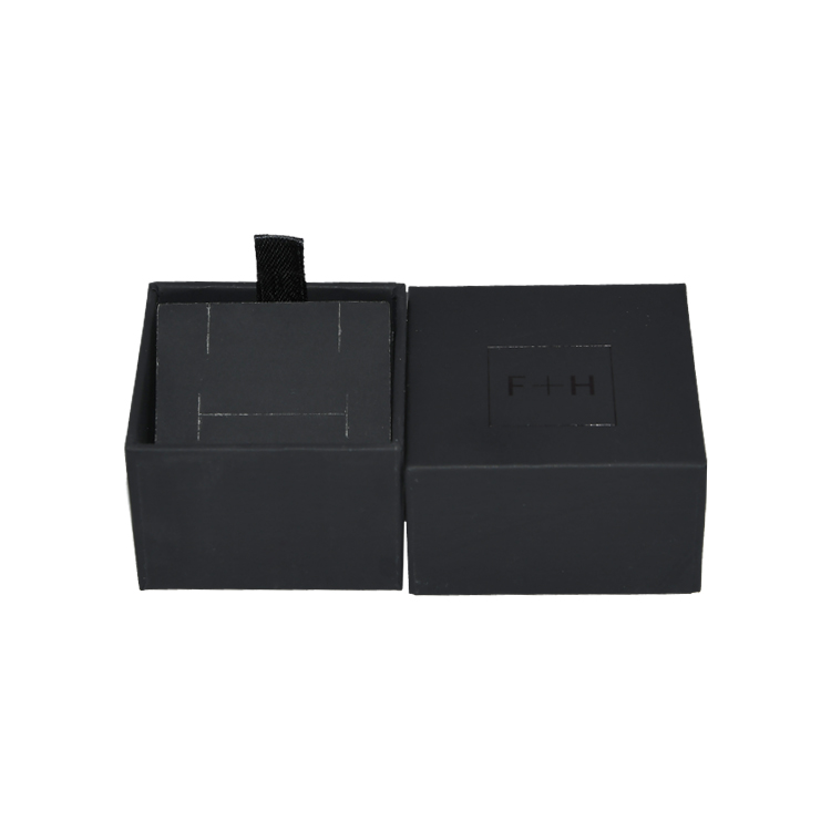 최고의 품질 저렴한 가격 소프트 터치 종이 뚜껑과 벨벳 트레이 및 양각 로고가있는 기본 보석 상자