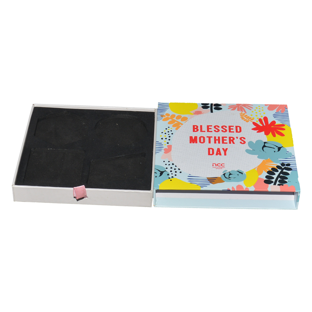  Wholesale Custom Logo Cardboard Drawer Slide Box with Foam Inlay and Silk Handle for Holiday Gift Packaging  