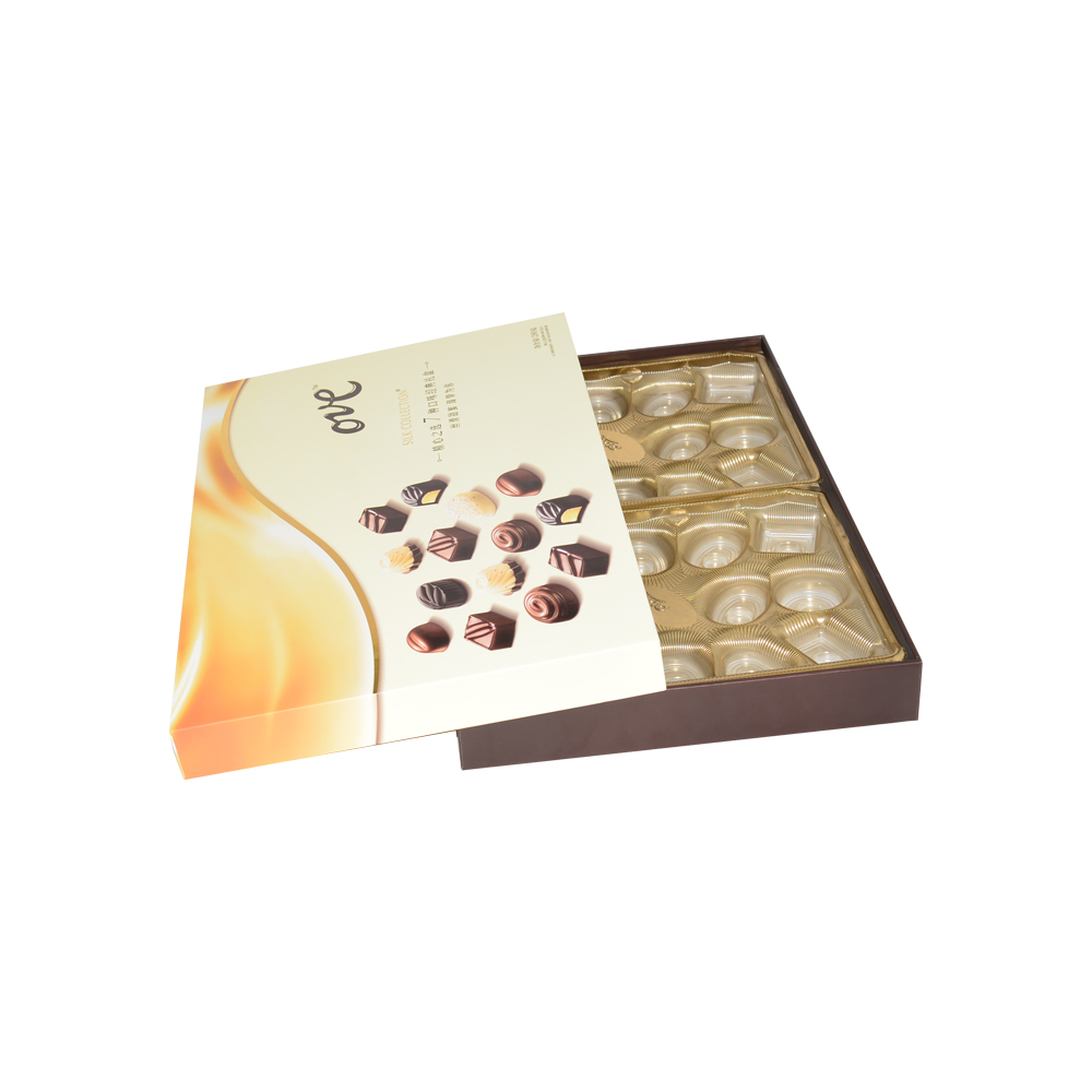  Оптовая торговля переработанной роскошной крышкой для упаковки шоколада и подарочной коробкой с индивидуальной печатью и золотым пластиковым лотком  