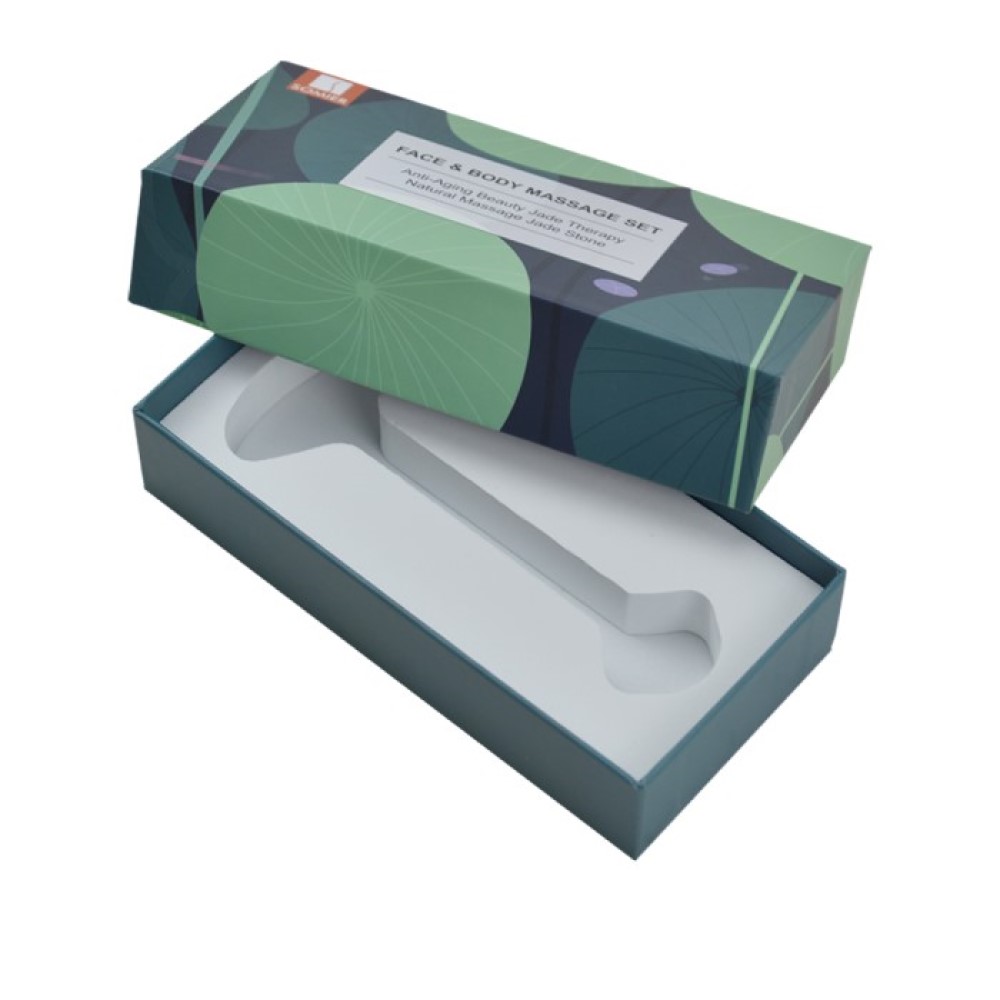 High End Luxus Luxus-Deckel und Basis Jade Roller Geschenkverpackung Papierbox mit EVA-Halter und mattem Laminat  