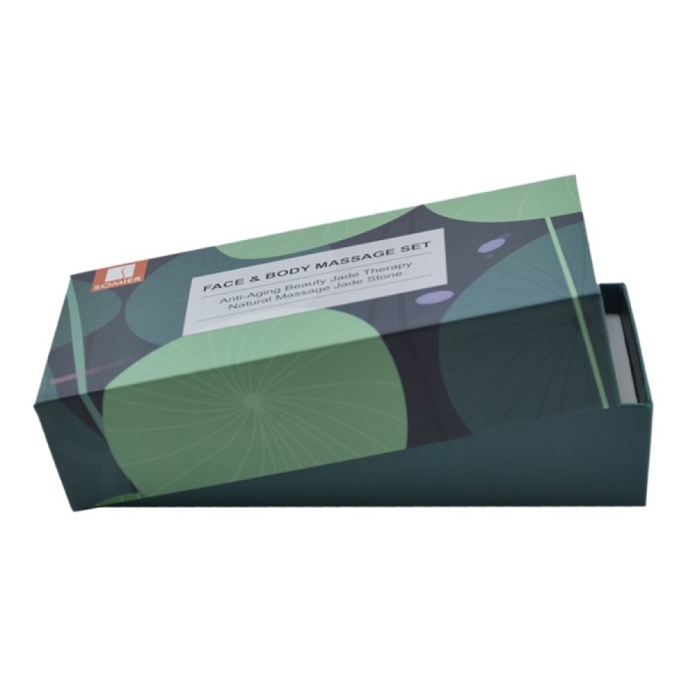 High End Luxus Luxus-Deckel und Basis Jade Roller Geschenkverpackung Papierbox mit EVA-Halter und mattem Laminat  