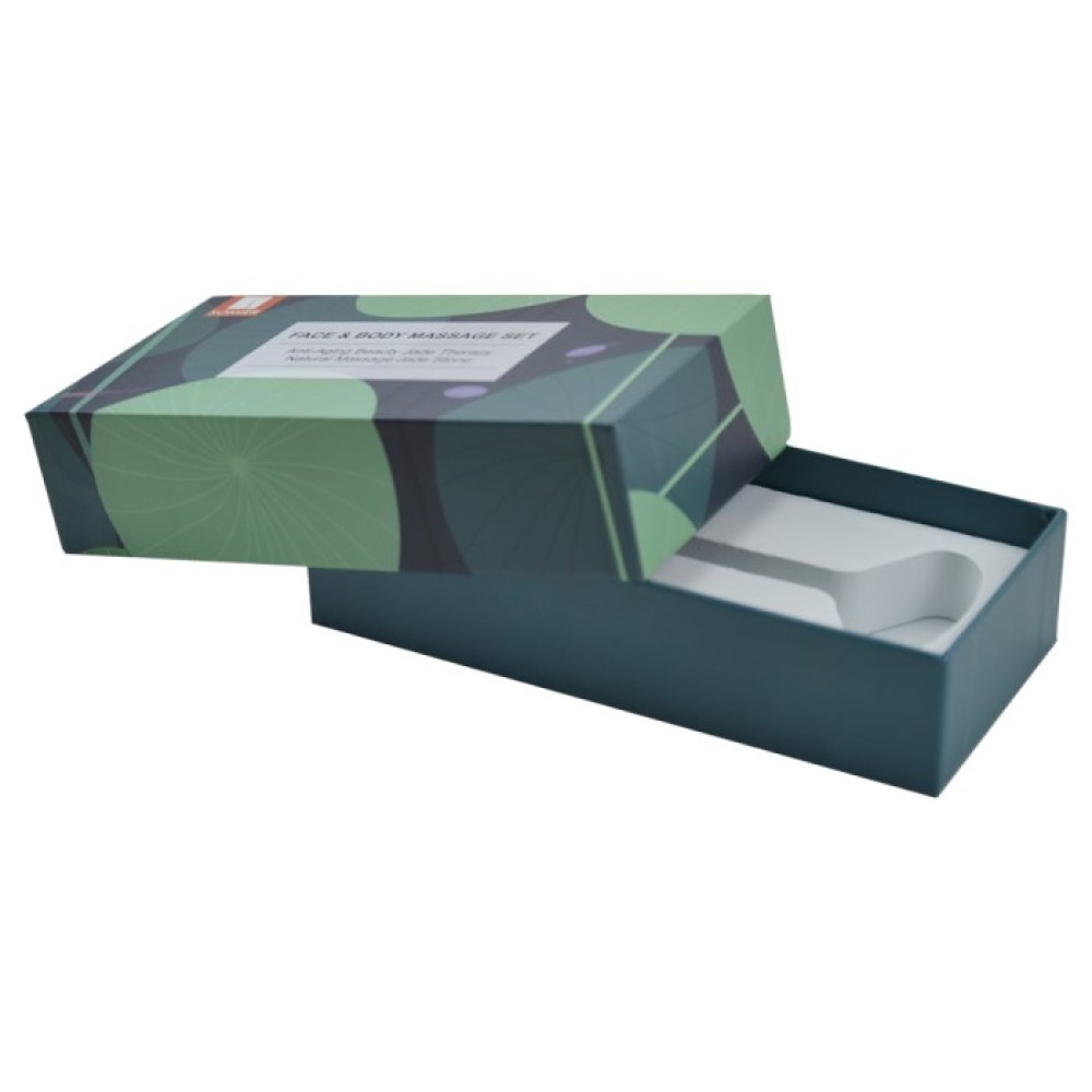  High End Luxury Custom Lid and Base Jade Roller Gift Packaging Paper Box with EVA Holder and Matte Lamination  