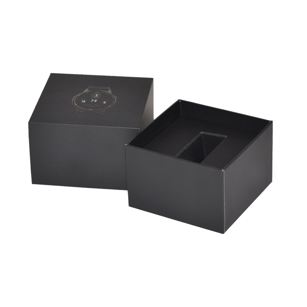 Caixa de presente personalizada para relógio inteligente de papel rígido e personalizada mais barata com inserção de papelão e padrão UV