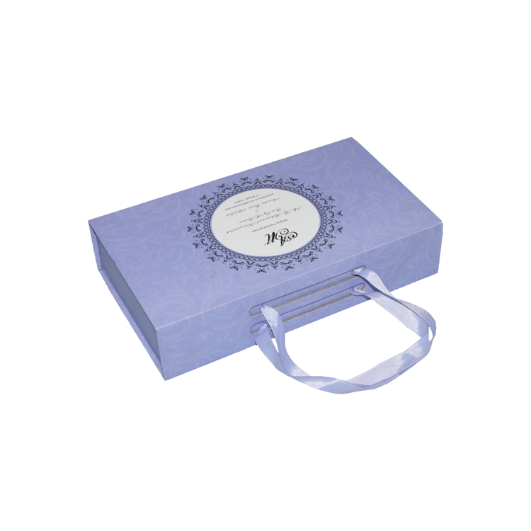Benutzerdefinierte Luxus Starre Karton Magnetdeckel Box Papierverpackung Geschenkbox mit Seidenband Griff und Schaumstoffhalter  