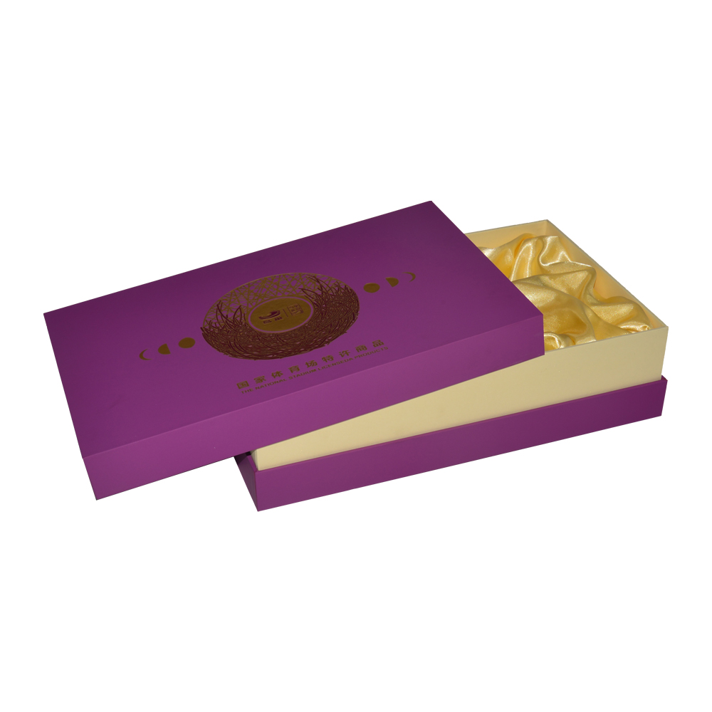 Starre Schulterboxen Deckel und Basisbox 2-teiliger Deckel vom Schulterhals Starre Geschenkbox mit Satinschale und goldenem Logo  
