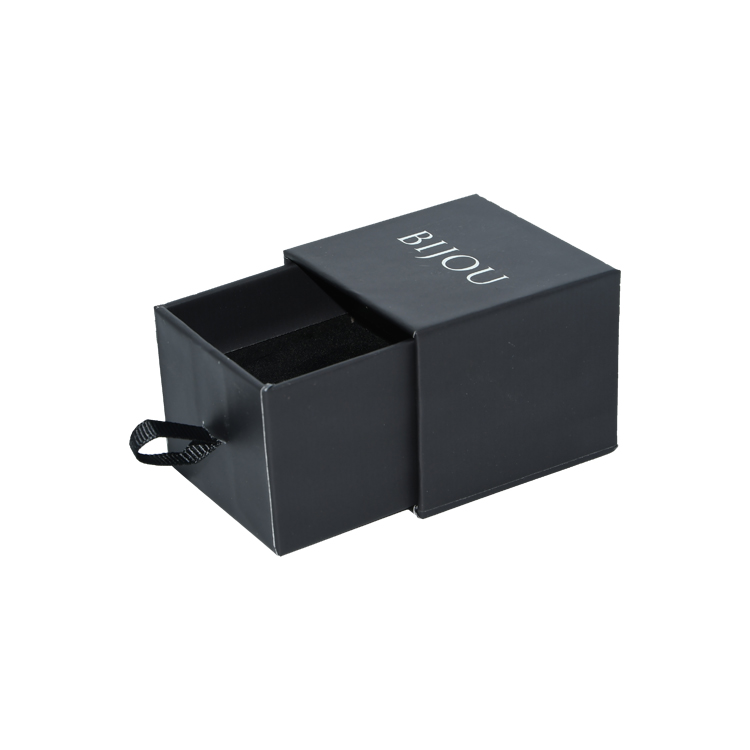  Kundenspezifische Schmuckverpackungsboxen Ringverpackungsbox mit Samtschaumhalter und silbernem Hot Foil Stamping Logo  