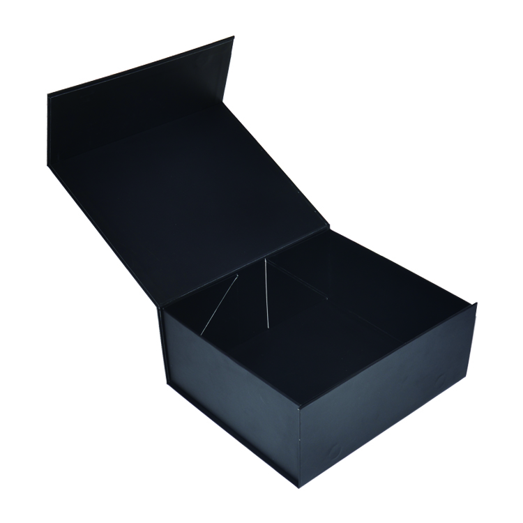 Scatole regalo magnetiche pieghevoli nere opache, scatole regalo magnetiche pieghevoli con logo stampato a caldo in argento  