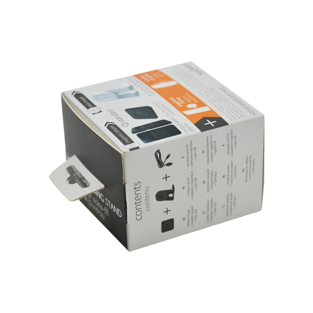 Индивидуальная картонная упаковочная коробка для упаковки беспроводного зарядного устройства, складные коробки с печатным логотипом  