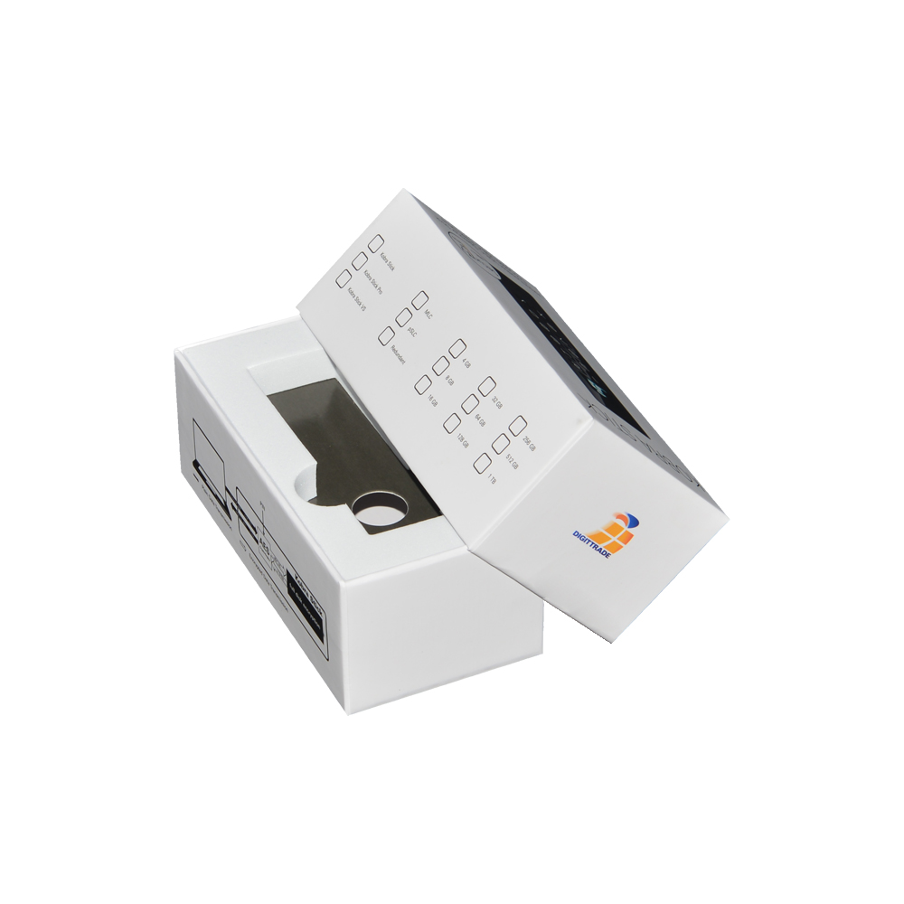 Kundenspezifische obere untere Boxen, Deckel- und untere Box, obere und untere Papierbox für USB-Flash-Laufwerkverpackungen  
