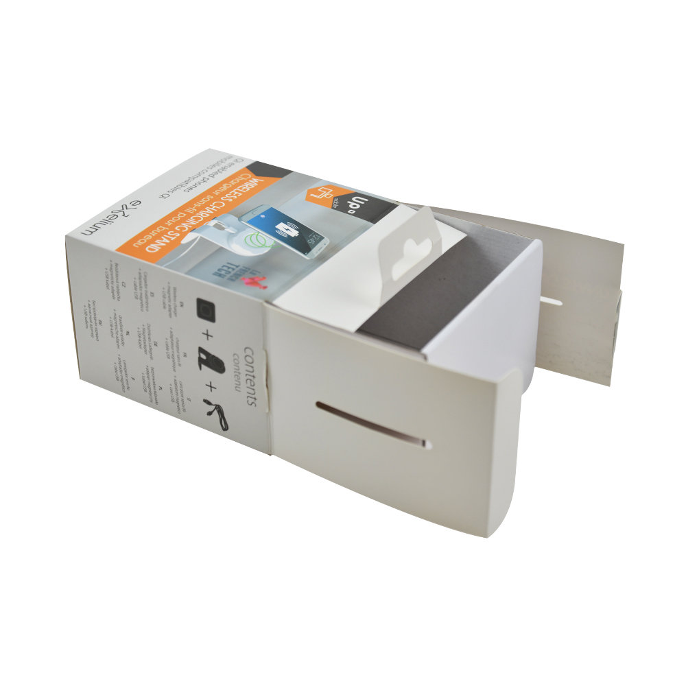 Boîte d'emballage en carton adaptée aux besoins du client pour l'emballage de chargeur sans fil, cartons se pliants imprimés par logo fait sur commande  