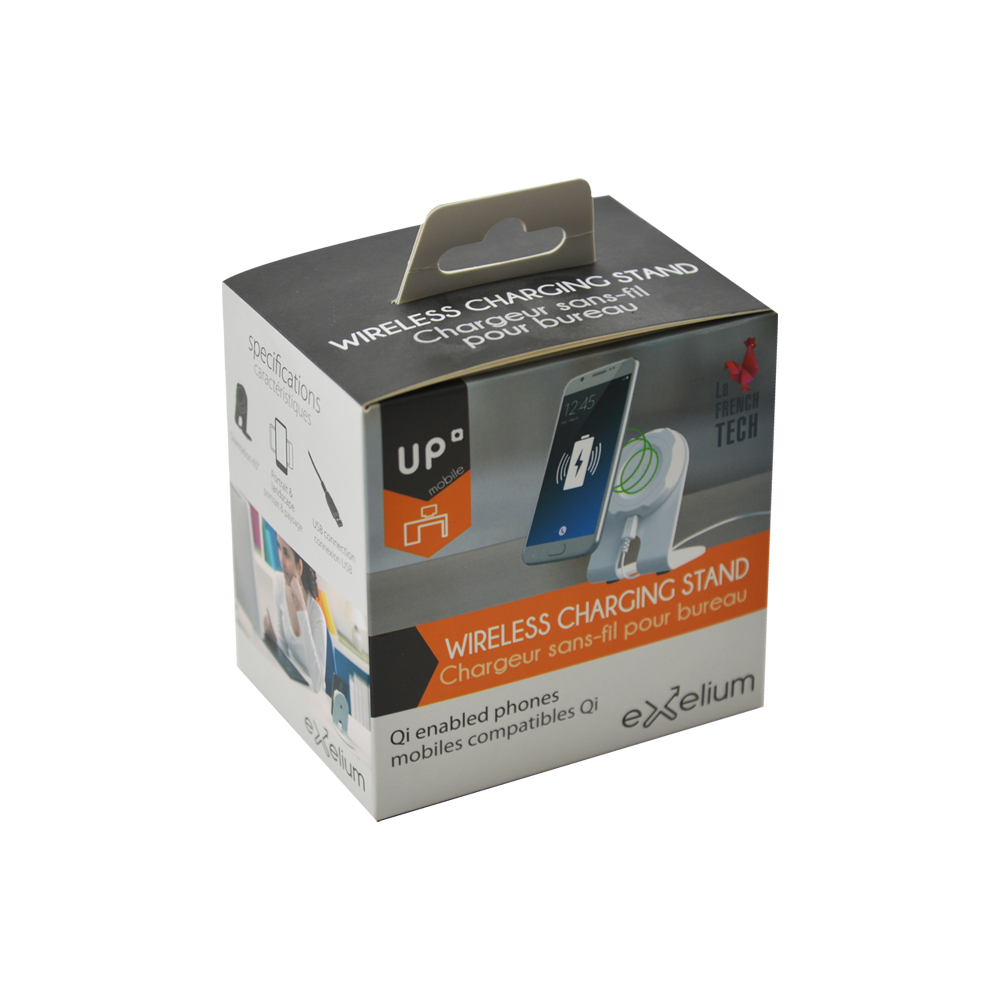 Scatola di imballaggio in cartone personalizzata per imballaggi per caricabatterie wireless, cartoni pieghevoli stampati con logo personalizzato