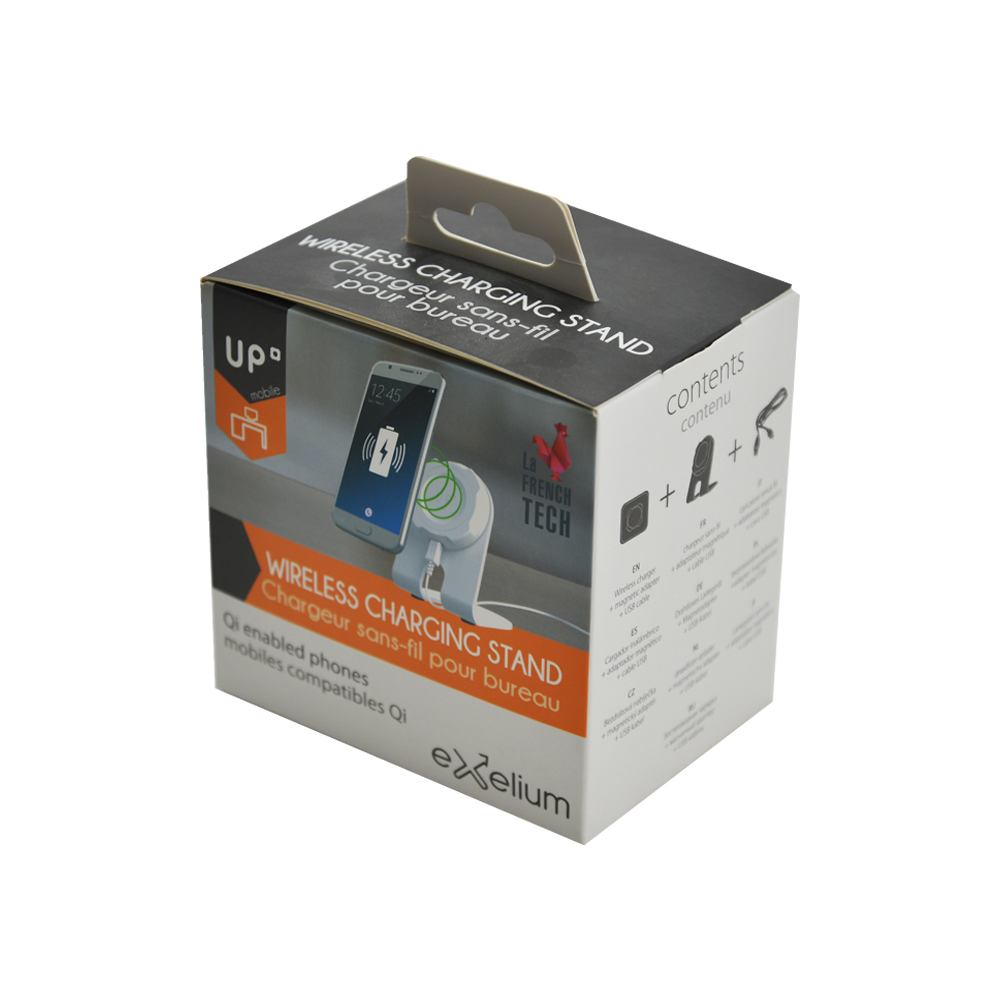 Scatola di imballaggio in cartone personalizzata per imballaggi per caricabatterie wireless, cartoni pieghevoli stampati con logo personalizzato  