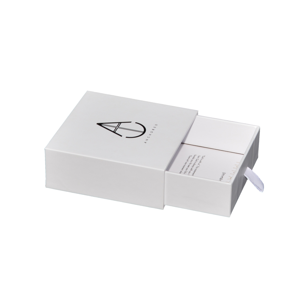  ブレスレットパッケージボックス、ネックレスパッケージボックス、シルバーホットフォイルスタンピングロゴ付きジュエリー用プリント引き出しボックス  