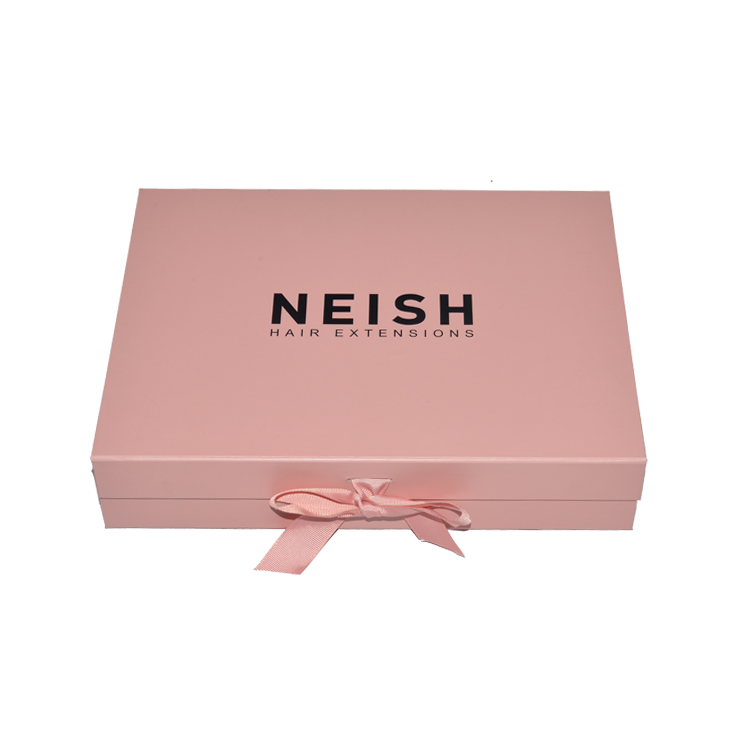Boîtes faites sur commande d'extension de cheveux, emballage d'extension de cheveux de luxe, boîte d'emballage magnétique rose d'extensions de cheveux