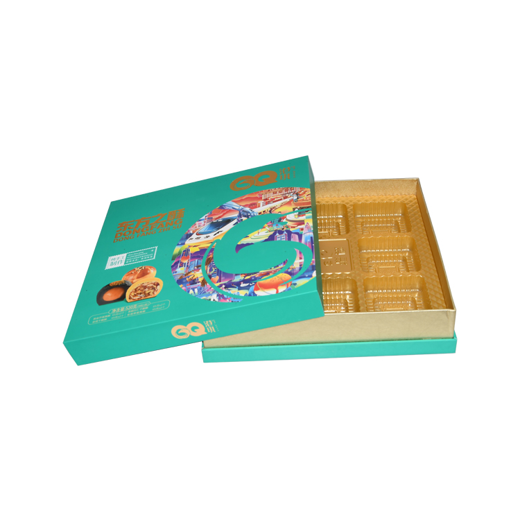 Individuell bedruckte französische Macaron-Schachteln, französische Macarons-Geschenkbox in Tiffany-Blau mit Glod-Kunststoffschale