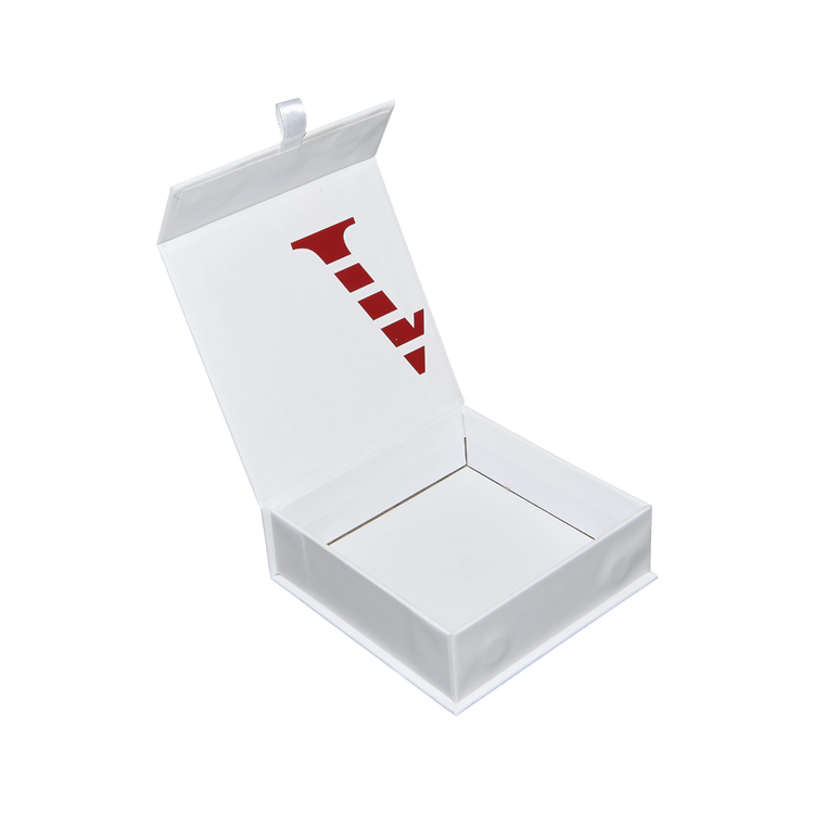 Scatole per imballaggio in carta magnetica bianca opaca per gioielli con nastro di seta, scatola regalo per gioielli con chiusura magnetica