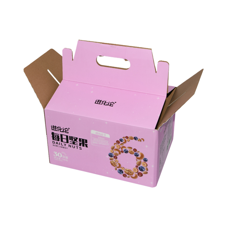 Benutzerdefiniertes Logo gedruckt recycelte Wellpappe Faltbare trockene Nuss Fruchtpapier Geschenkverpackung Verpackungsbox  