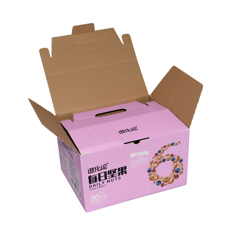 Carton ondulé recyclé imprimé par logo personnalisé pliant la boîte d'emballage d'emballage de cadeau de papier de fruit d'écrou sec  