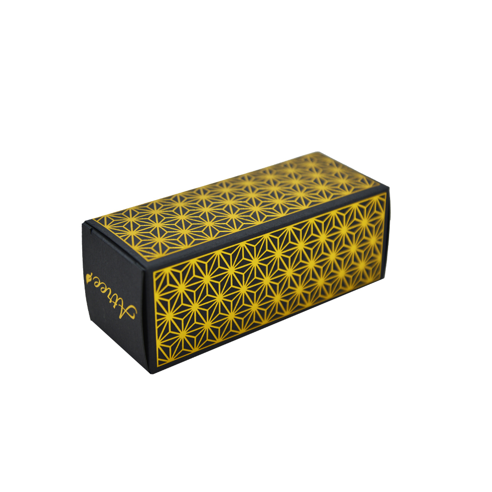 Carton pliant fait sur commande, boîte en carton noire pour l'emballage d'huile de Morinaga avec le modèle d'estampage d'aluminium chaud d'or  